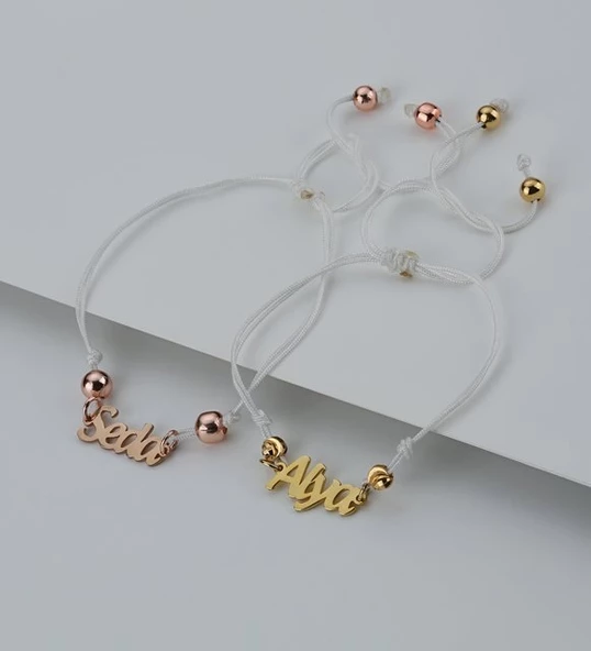 Vaoov 925 Ayar Gümüş İpli El Yazılı Kişiye Özel Bileklik - Resim 3