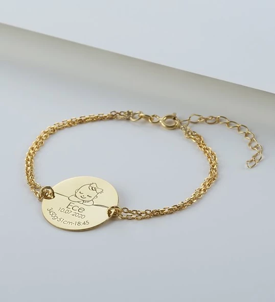 Vaoov 925 Ayar Gümüş Kişiye Özel İsimli Yeni Doğan Kız Bebek - Resim 2