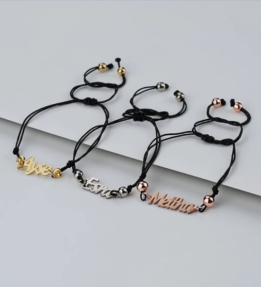 Vaoov 925 Ayar Gümüş İpli El Yazılı Kişiye Özel Bileklik - Resim 2