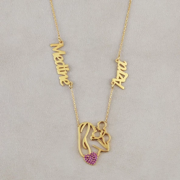 Vaoov 925 Ayar Gümüş Anne Bebek Figürlü Isimli Kolye (418903524) - Resim 2