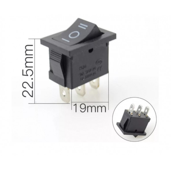 Mini Işıksız YAYLI Anahtar MOM-OFF-MOM 3P - 2