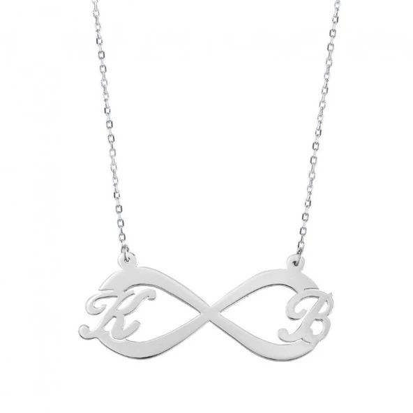 925 Ayar Gümüş Sonsuzluk Kişiye Özel Harfli Kolye ürün görseli
