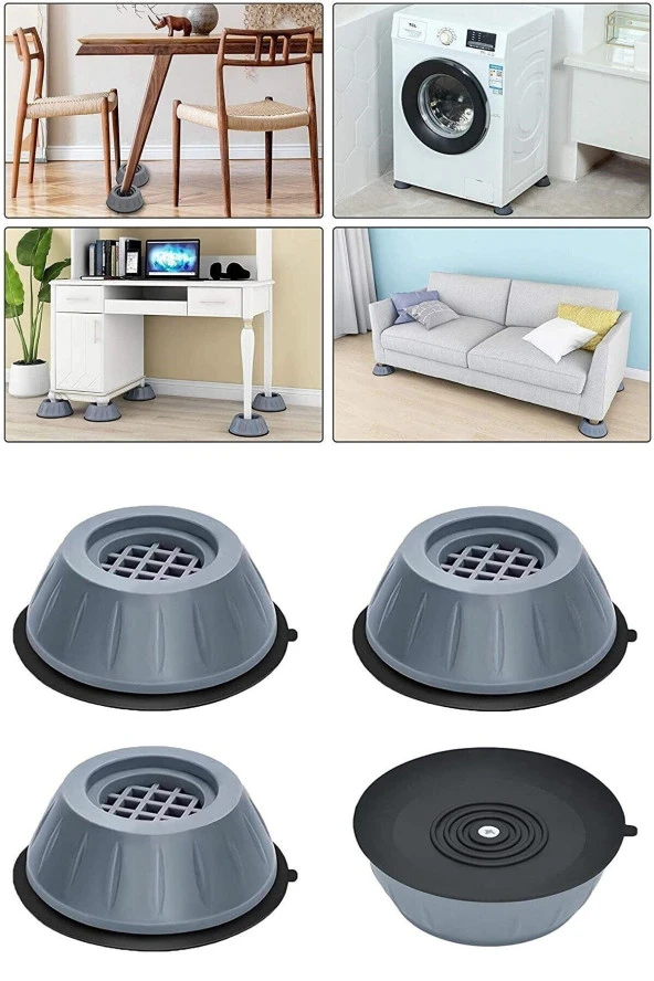 Nakres 4 Adet Makine Kaydırmaz gri Çamaşır Makinesi Titreşim Önleyici Stoper