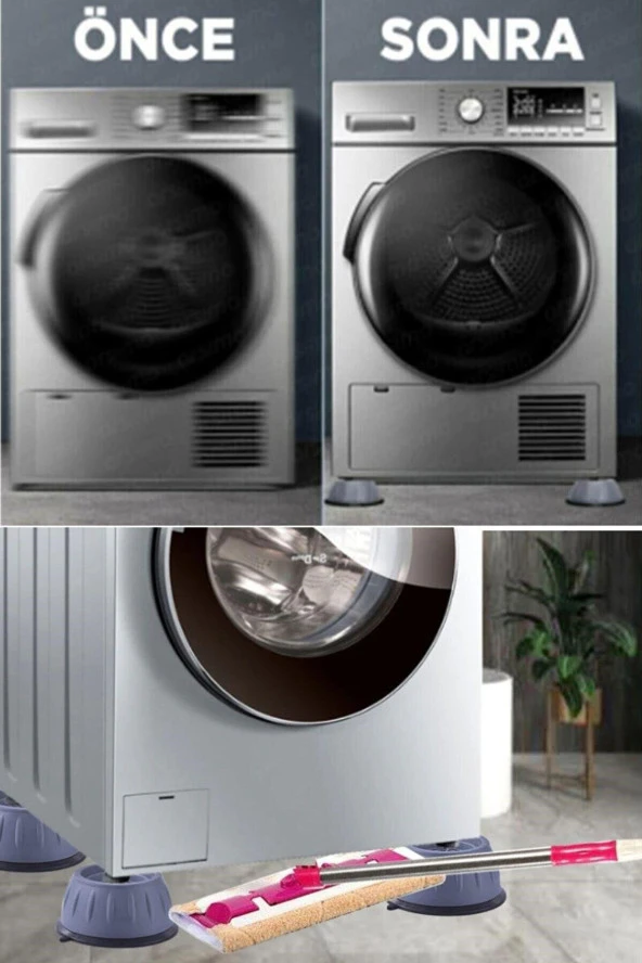 Nakres 4 Adet Makine Kaydırmaz gri Çamaşır Makinesi Titreşim Önleyici Stoper - 5