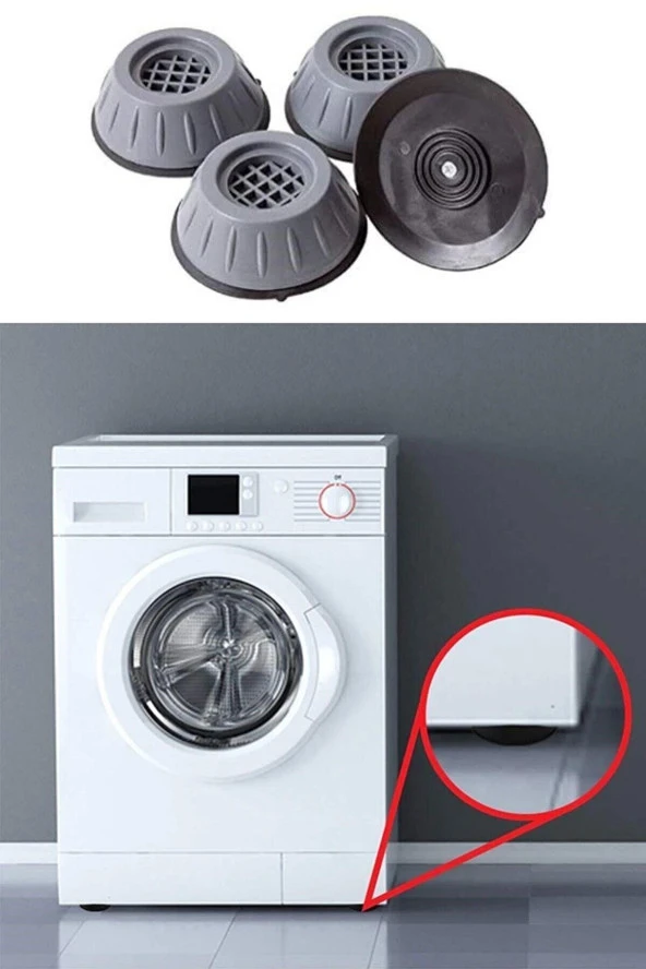 Nakres 4 Adet Makine Kaydırmaz gri Çamaşır Makinesi Titreşim Önleyici Stoper - 9