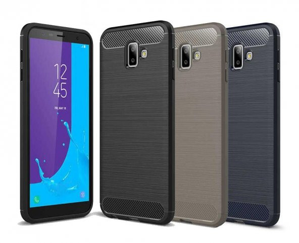 Samsung Galaxy J6 Plus Kılıf Karbon Fiber Rugged Armor Silikon