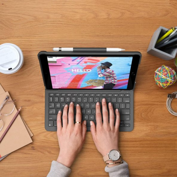 Logitech Slim Folio iPad Air 3.Nesil İçin Klavyeli Kılıf (Nordic,Q) - 5