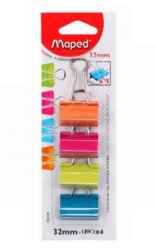 Maped Kıskaç (Klips) Metal 32 MM 4 Lü Renk 036100