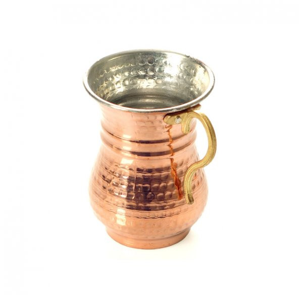 El Yapımı Dövme Bakır Ayran, Su, Meşrubat Bardağı - Kalaylı - Resim 3