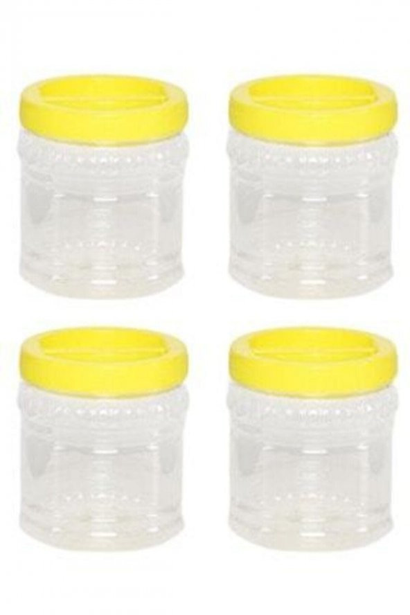 Plastik Kavanoz Pet Bidon Saklama Kabı 1 Litre 4 Adet