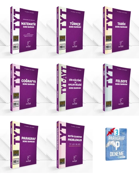 TYT Mat Türkçe Tarih Coğrafya Din Felsefe Paragraf Problemler Soru Bankası Set ürün görseli