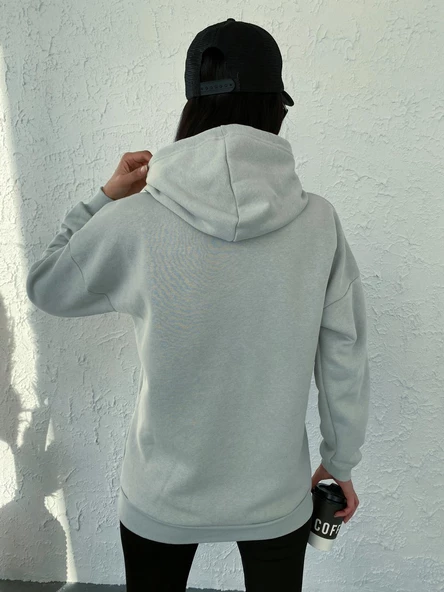 Pamuklu Üst Kalite Kadın Kapüşonlu Spor Sweatshirt Uzun Kollu Dört Mevsim - 5