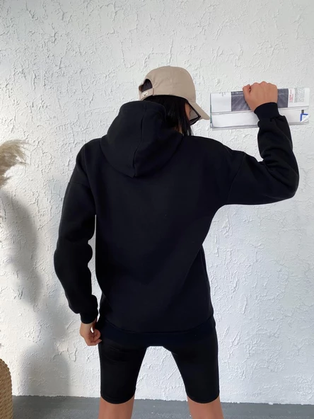 Pamuklu Üst Kalite Kadın Kapüşonlu Spor Sweatshirt Uzun Kollu Dört Mevsim - 9