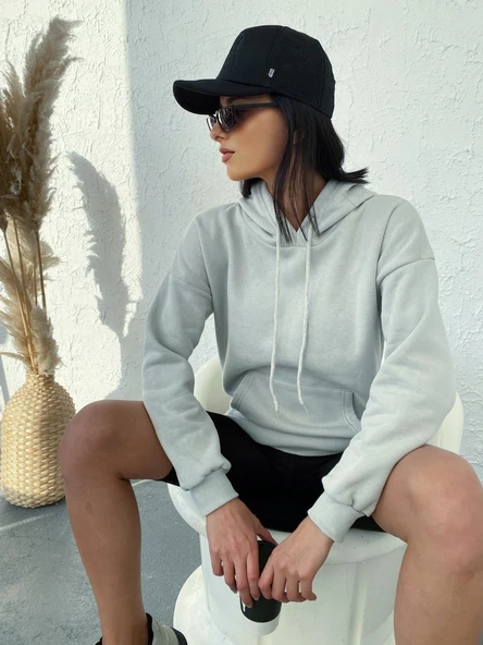 Pamuklu Üst Kalite Kadın Kapüşonlu Spor Sweatshirt Uzun Kollu Dört Mevsim - 2