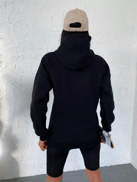 Pamuklu Üst Kalite Kadın Kapüşonlu Spor Sweatshirt Uzun Kollu Dört Mevsim - 10