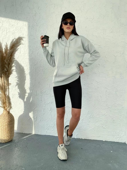 Pamuklu Üst Kalite Kadın Kapüşonlu Spor Sweatshirt Uzun Kollu Dört Mevsim - 4