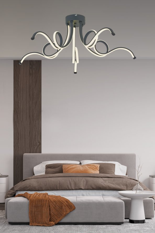 LUCEA GÜNIŞIĞI LEDLİ 5Lİ ANTRASİT PLAFONYER AVİZE