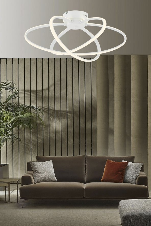 SEHER GÜNIŞIĞI LEDLİ 3LÜ BEYAZ PLAFONYER AVİZE