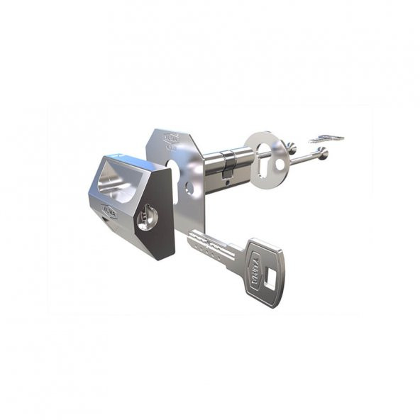 Yuma Kilitli Çelik Rozet Sol + 1 adet 68 mm Çelik Kapı Barel Set - 6