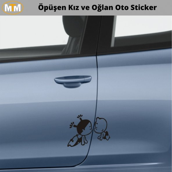 Öpüşen Kız Oglan Oto Sticker  Siyah 30cm - 1