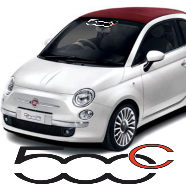Fiat 500C Ön Cam Oto Sticker  Bordo 60cm