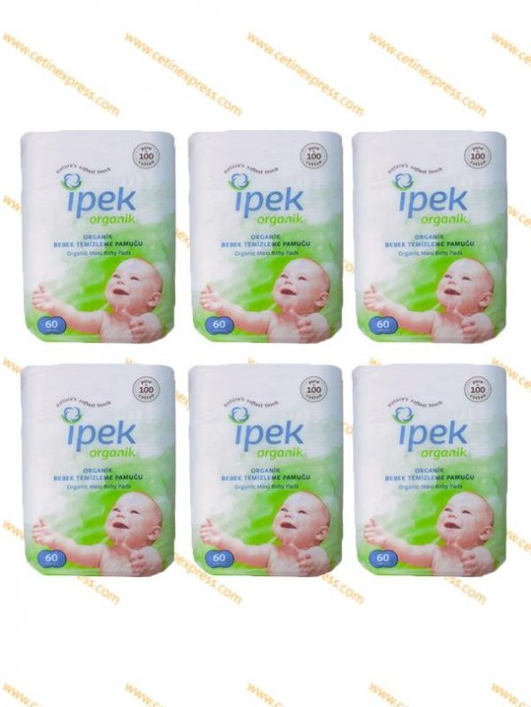 Ipek Organik Bebek Temizleme Pamuğu 60 Adet X 6 Paket