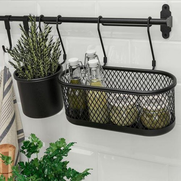 Mutfak Rayı Siyah Renk 80 cm MeridyenDukkan Mutfak Askılık Rayı Mutfak Dekorasyon-Çelik - 3