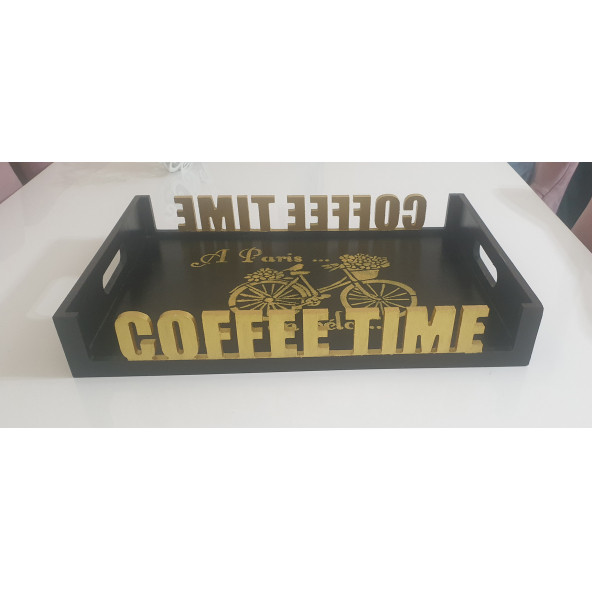 Coffee Time Ahşap Tepsi - 4