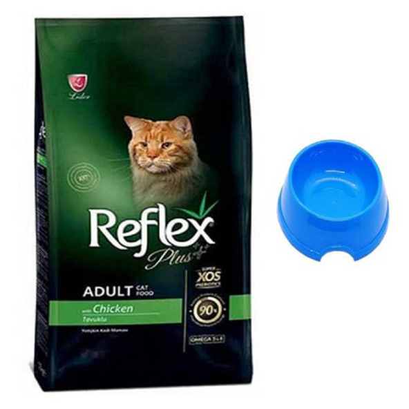 Reflex Plus Tavuk Etli Kedi Maması 1.5Kg (ORİJİNAL PAKET) + Küçük Mama Kabı Hediyeli