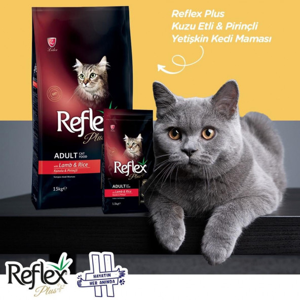 Reflex Plus Kuzu Etli Kedi Maması 1.5 Kg (ORİJİNAL PAKET) + Küçük Mama Kabı Hediyeli