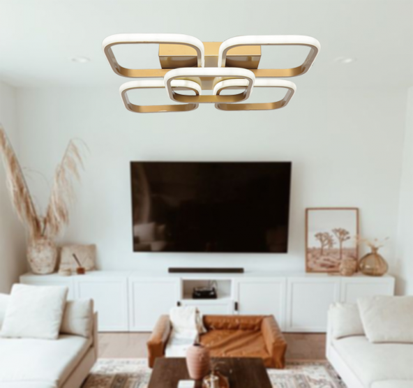 TT Aydınlatma TT302-4+1-ESK Kare Tt Aydınlatma Eskitme Boyalı 5 Li LED Avize - Beyaz Işık - 2