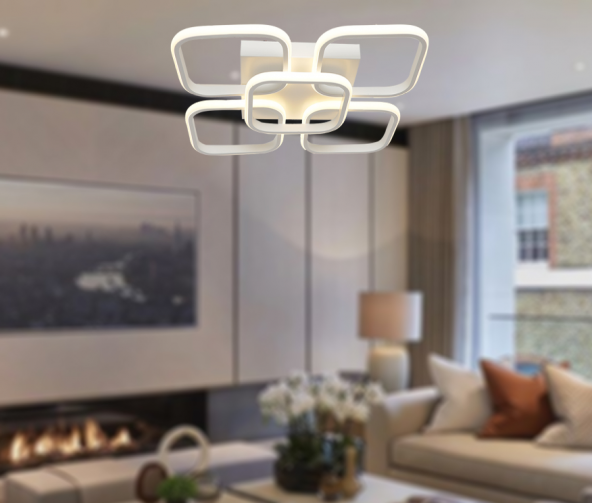 TT Aydınlatma TT302-4+1-BY Kare Tt Aydınlatma Mat Beyaz 5 Li LED Avize - 3