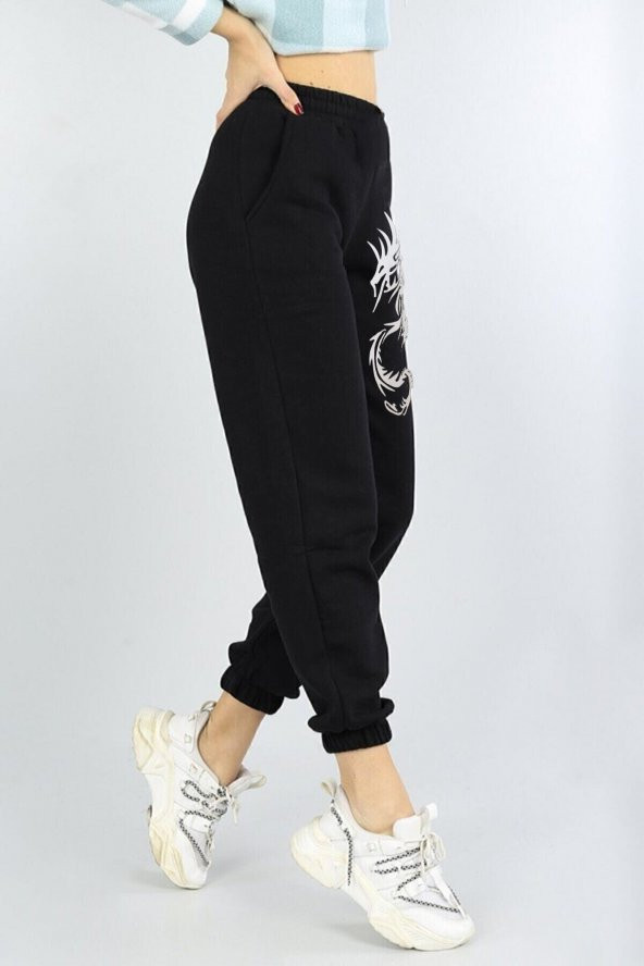 Dragon Baskılı Siyah Jogger Eşofman - Resim 2