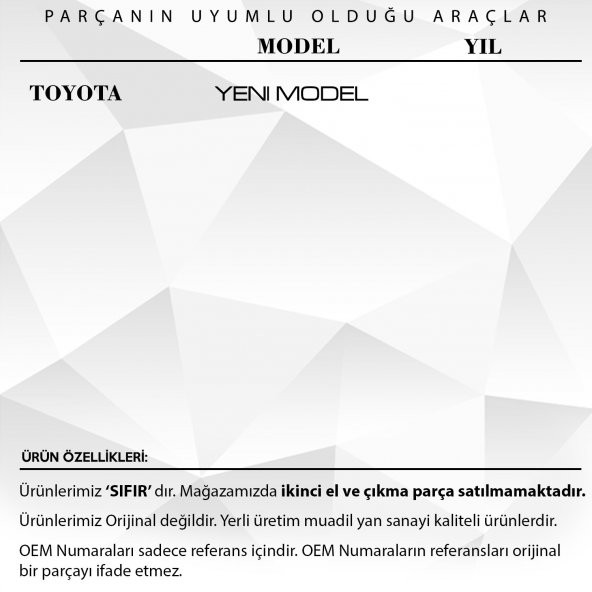 Toyota Yeni Model için Ayna Dişlisi - 2