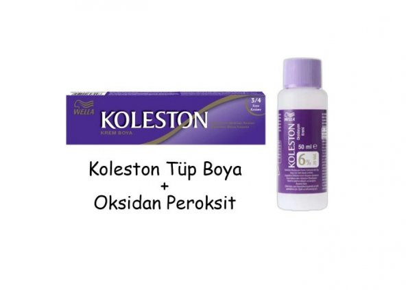 Koleston Tüp Boya 50 ml - 3.4 Koyu Kestane + 20 Vol Oksidan Peroksit