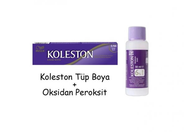 Koleston Tüp Boya 50 ml - 5.66 Şarap Kızılı + 20 Vol Oksidan Peroksit