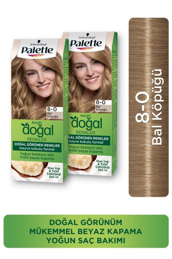 Palette Kalıcı Doğal Renkler Set Boya 8-0 Bal Köpüğü 2 Adet - Resim 2