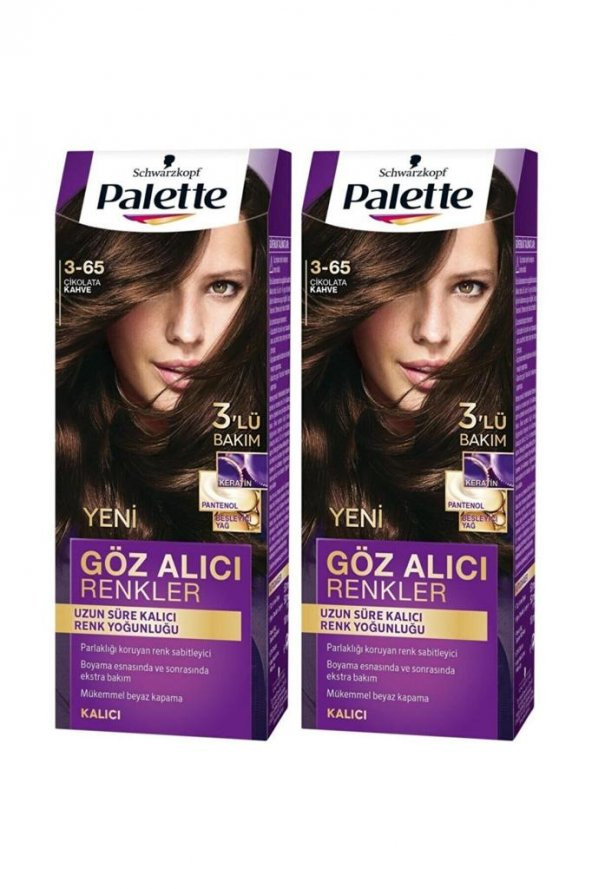 Palette Göz Alıcı Renkler Set Boya 3-65 Çikolata Kahve 2 Adet