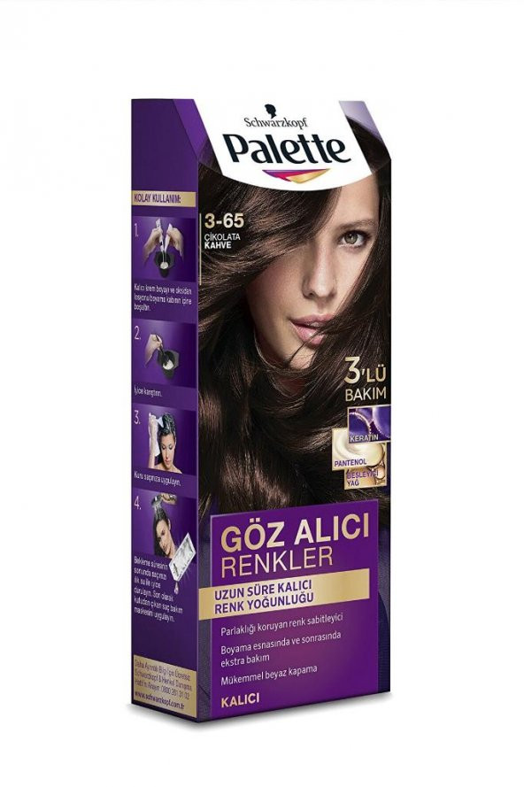 Palette Göz Alıcı Renkler Set Boya 3-65 Çikolata Kahve 2 Adet - 3