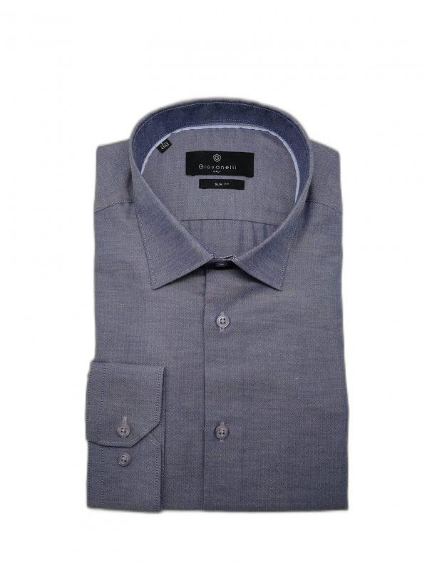 Erkek Uzun Kol Gömlek Slim Fit G50-00610 UK SL NAVY