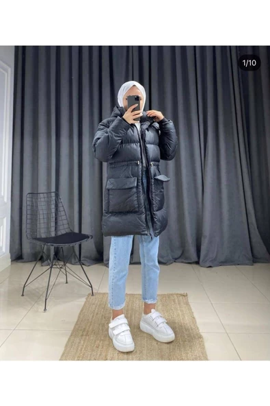 Modatalika Kadın Kapüşonlu Oversize Şişme Kaban - 2
