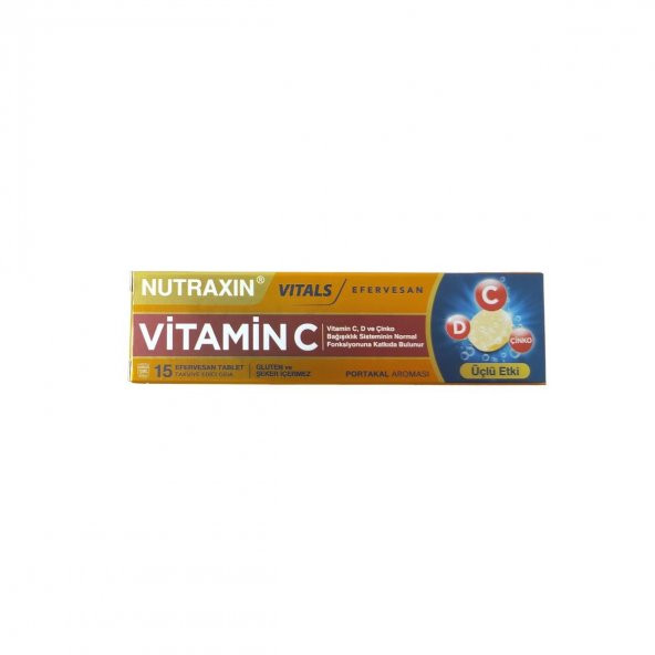 Vitamin C Üçlü Etki (C-D-Çinko) İçeren Takviye Edici Gıda 15 Efervesan Tablet