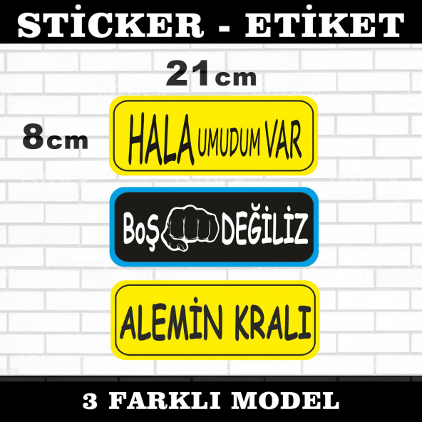 hala umudum var boş değiliz alemin kralı 3lü sticker seti