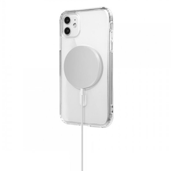 iPhone 11 Kılıf Magsafe Özellikli Şeffaf Silikon Kapak - 3