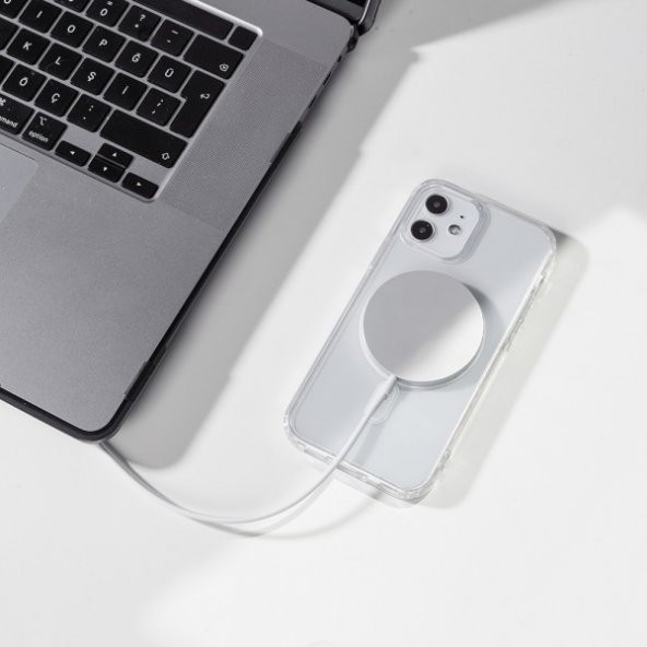 iPhone 11 Kılıf Magsafe Özellikli Şeffaf Silikon Kapak - 7