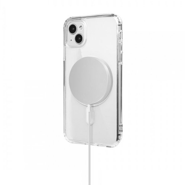 iPhone 14 Plus Kılıf Magsafe Özellikli Şeffaf Silikon Kapak - 4