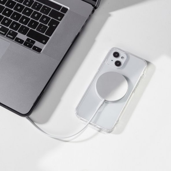 iPhone 14 Plus Kılıf Magsafe Özellikli Şeffaf Silikon Kapak - 5