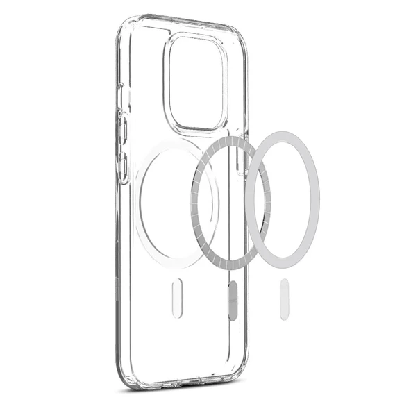 iPhone 14 Pro Max Kılıf Magsafe Özellikli Şeffaf Silikon Kapak - 7