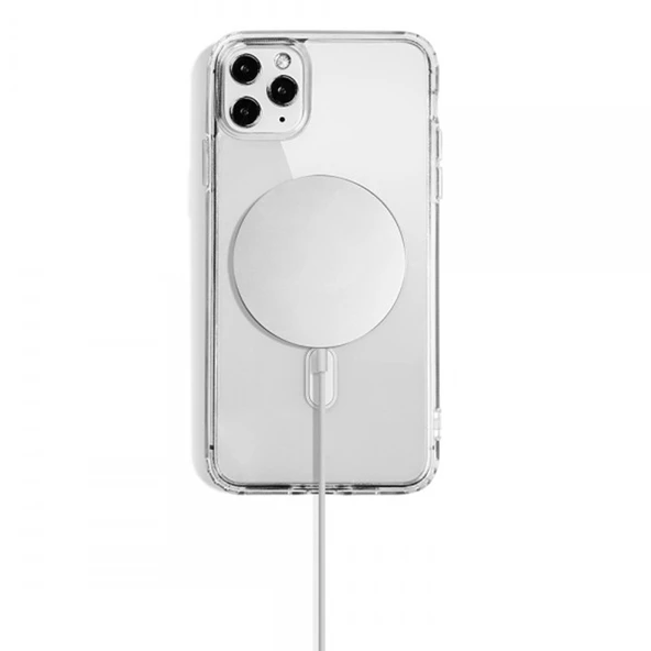 iPhone 14 Pro Max Kılıf Magsafe Özellikli Şeffaf Silikon Kapak - 2