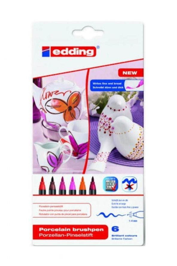 Edding Porselen Kalemi 6 Lı Set Sıcak Renkler